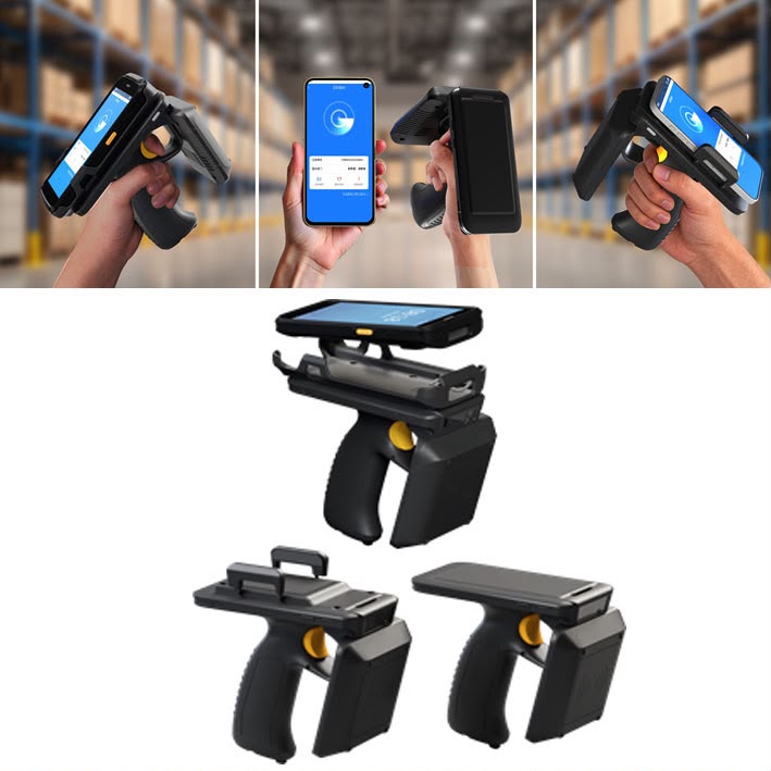 Rugged industrial RFID handheld scanner in warehouse use